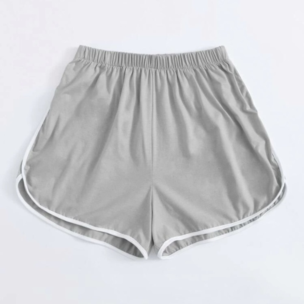 Light Grey Athletic Running Athletic W/White Elastic Waist Lining Dolphin Shorts